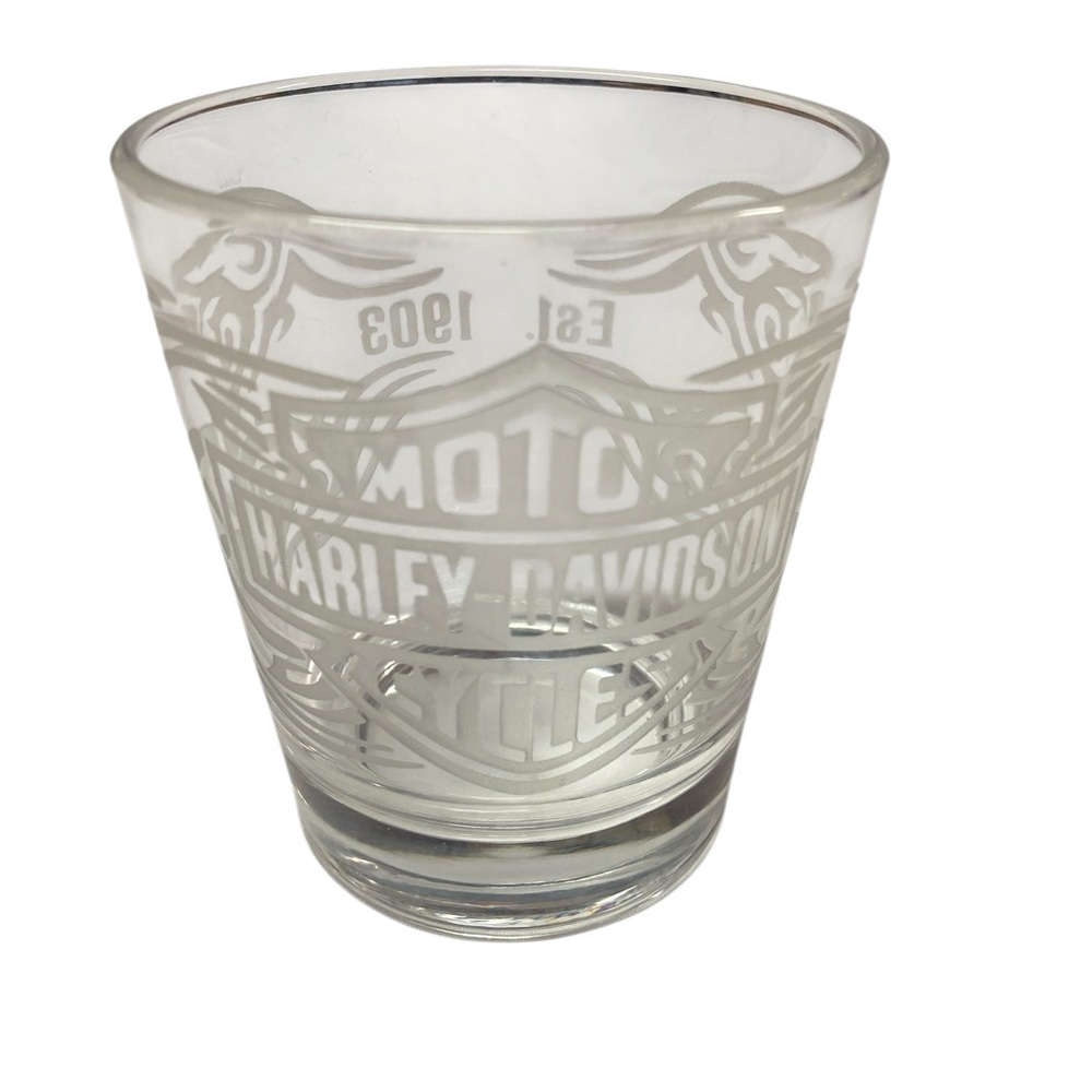 Harley-Davidson Motor Sports Clear Etched Glass Tumbler